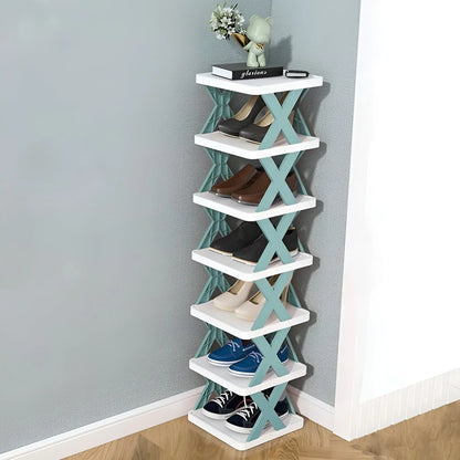 Platzsparender multifunktionaler faltbarer Schuhregal