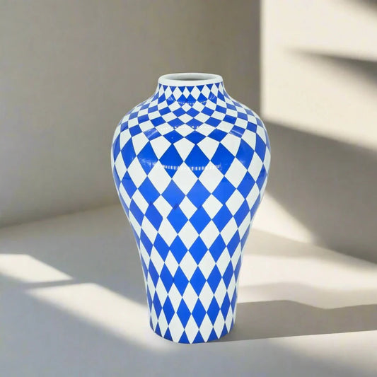 Lebhafte blaue geometrische Keramikvase