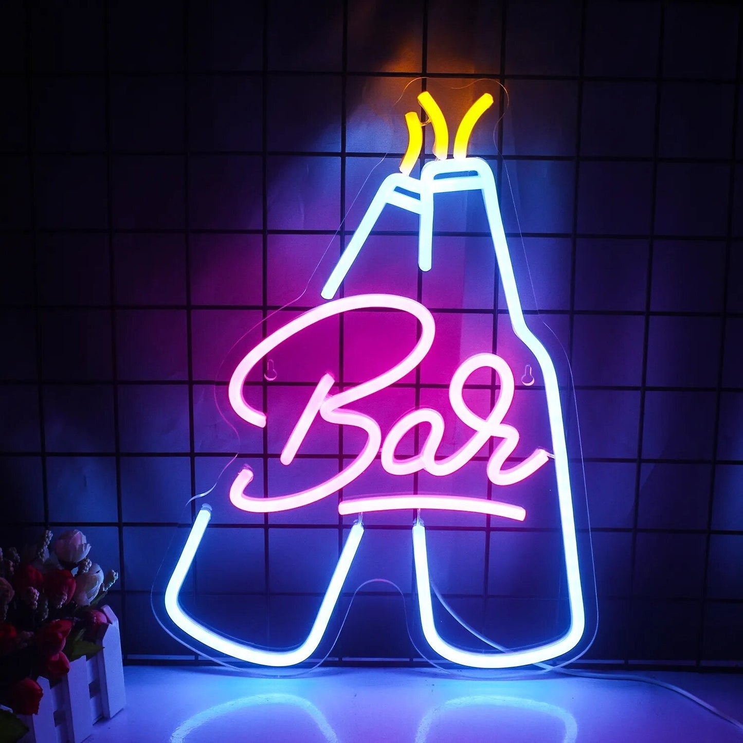 Lebendige Cocktails & Bier LED Neon Wandschild