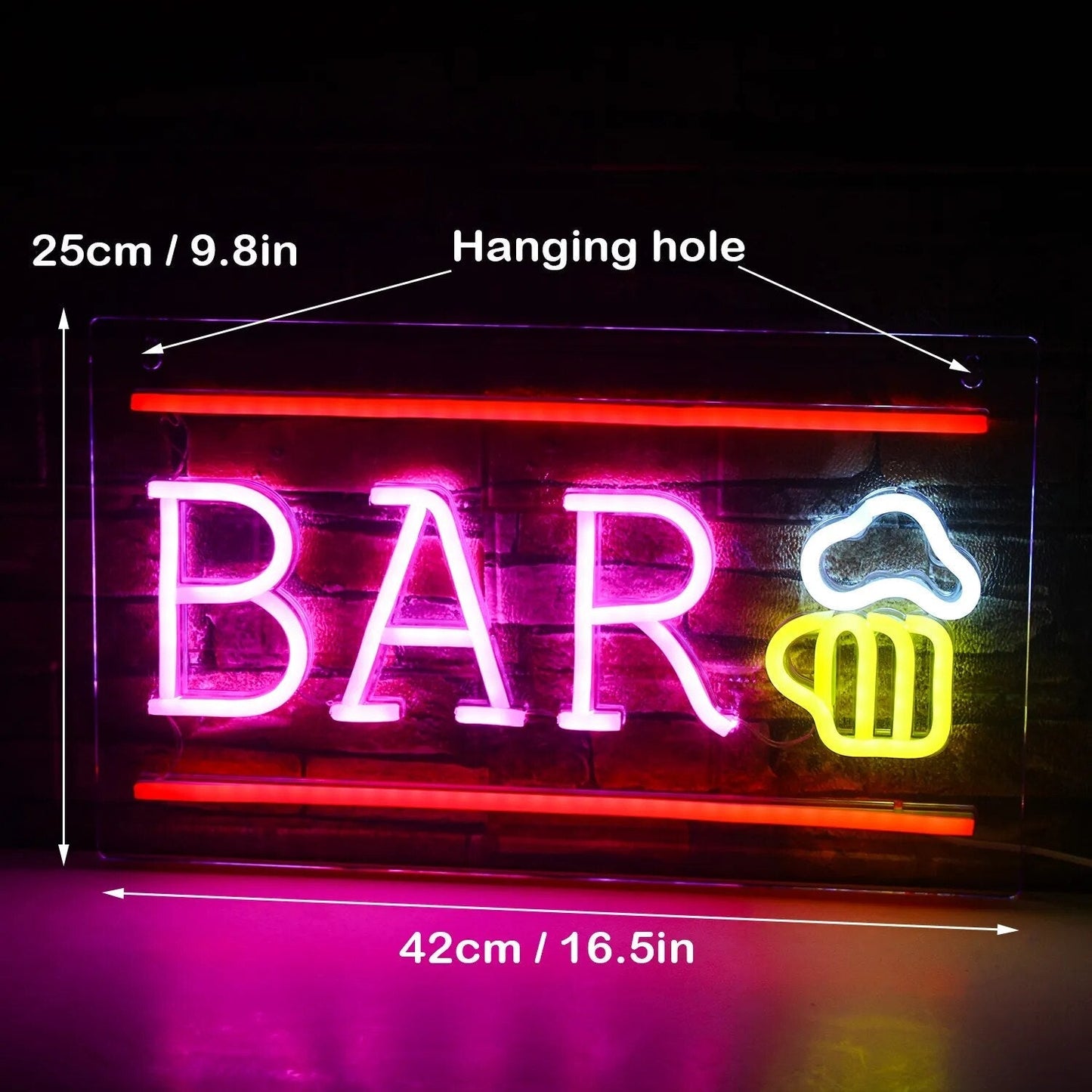 Lebendige Cocktails & Bier LED Neon Wandschild