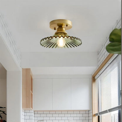 Deckenlampe mit gestreiften gläsernen Blütenblättern – Elegantes Vintage-Blumendesign