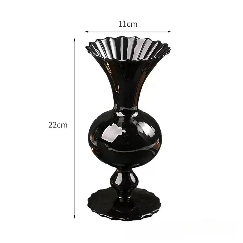 Vintage Stil Schwarze Glasvase