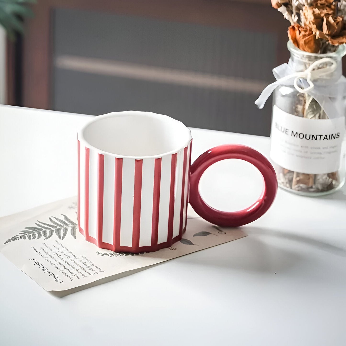 Vintage Stil Gestreifte Kaffeetasse