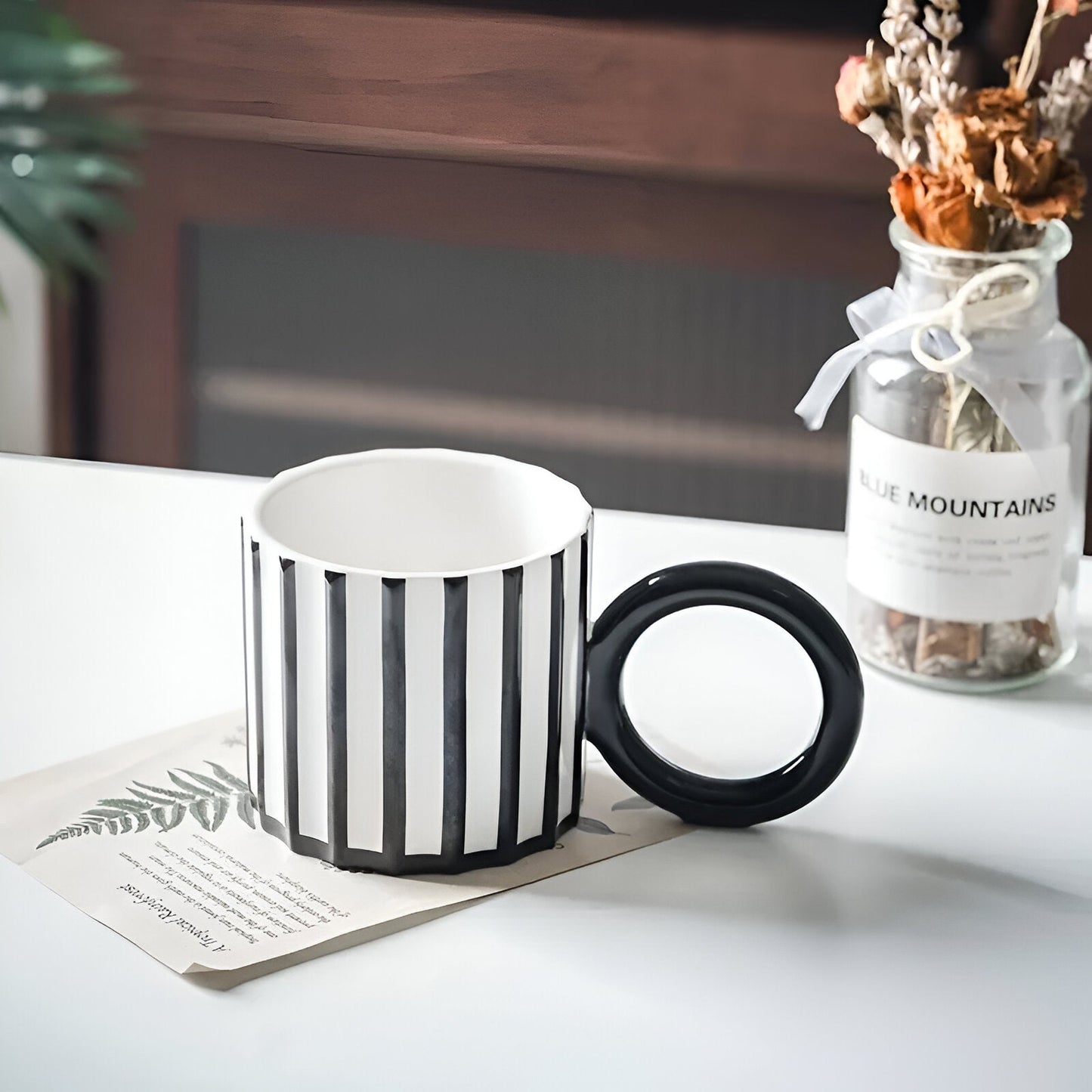 Vintage Stil Gestreifte Kaffeetasse
