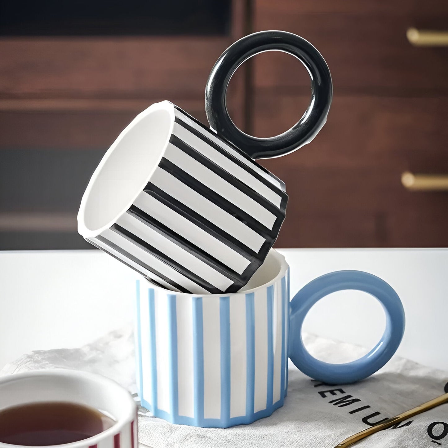 Vintage Stil Gestreifte Kaffeetasse