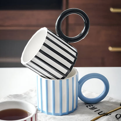 Vintage Stil Gestreifte Kaffeetasse