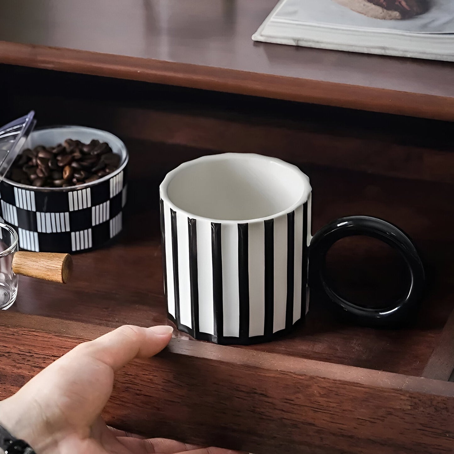Vintage Stil Gestreifte Kaffeetasse