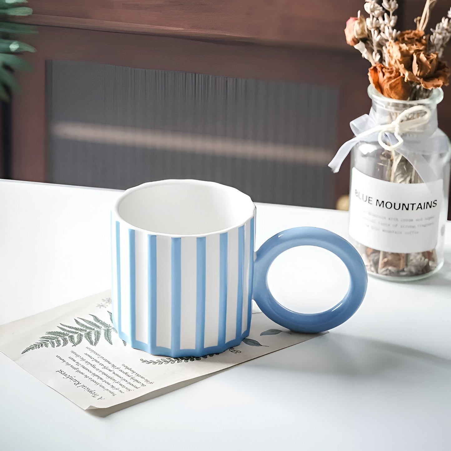 Vintage Stil Gestreifte Kaffeetasse