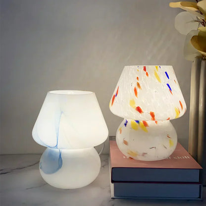 Elegante Glas-Pilz-Tischlampe
