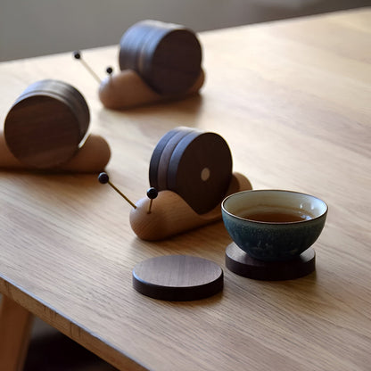 Walnuss Holz Schnecken Tee & Kaffee Tassenuntersetzer