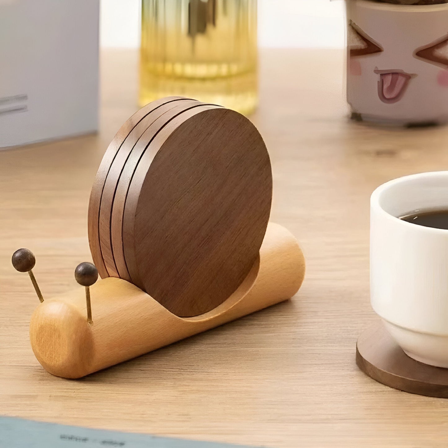Walnuss Holz Schnecken Tee & Kaffee Tassenuntersetzer
