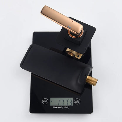 Wasserhahn Duschmischer Roségold und schwarzer Waschbeckenventil