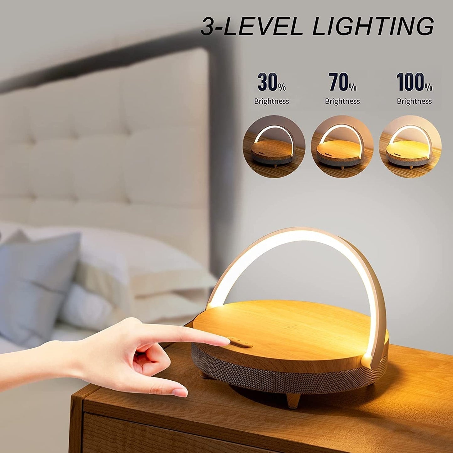 3-in-1-LED-Lampe, Bluetooth-Lautsprecher und kabelloses Ladegerät