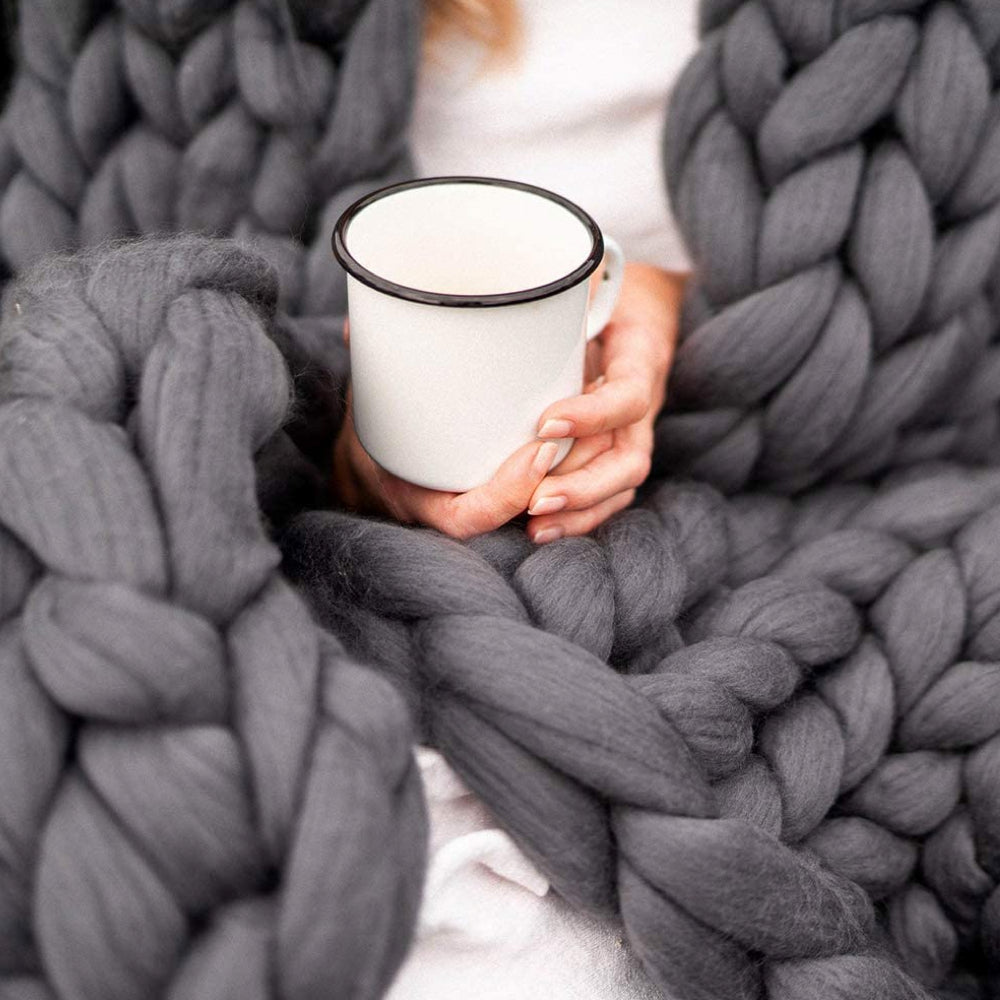 Übergroße Chunky Strickdecke