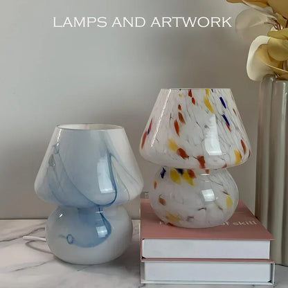 Elegante Glas-Pilz-Tischlampe