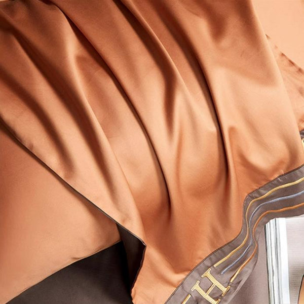 Baumwoll-Satin besticktes graues Bettwäsche-Set