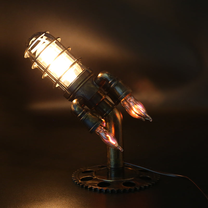 Vintage Steampunk Rocket Flame Tischlampe