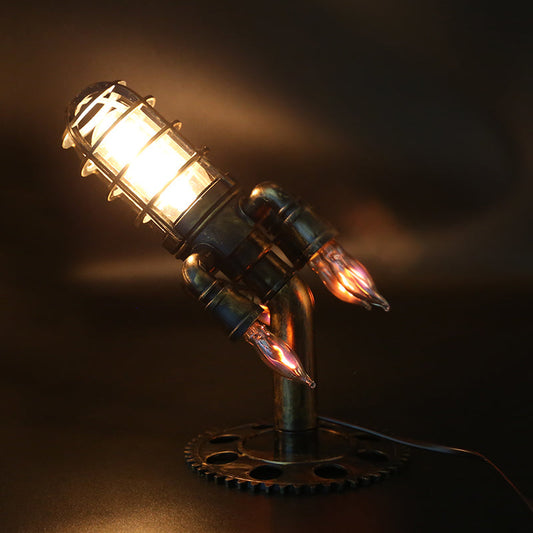 Vintage Steampunk Rocket Flame Tischlampe