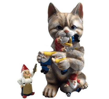 Der mampfende Kater - Gartenstatue aus Harz mit Charme und Langlebigkeit für Ihren Außenbereich