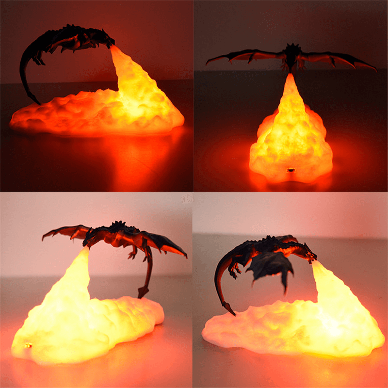 Feueratmende Drachen Led -Tischlampe