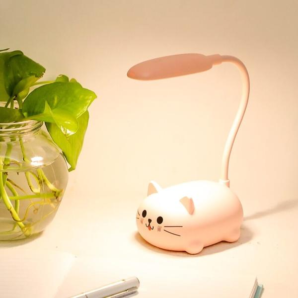 Mini Cartoon Katze LED Augenschutz Leselampe USB wiederaufladbare Schreibtischlampe