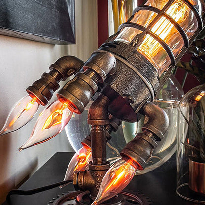 Vintage Steampunk Rocket Flame Tischlampe