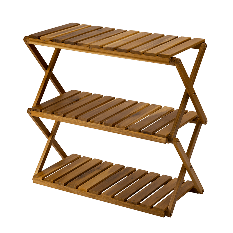 Natürlicher Mehrzweck-3-Tiers Acacia Foldable Holzregal