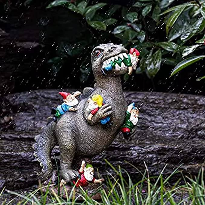 Dinosaurier fressende Gartenzwerg-Statue für Ihre Outdoor-Dekoration