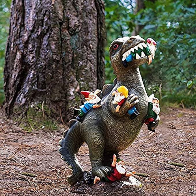 Dinosaurier fressende Gartenzwerg-Statue für Ihre Outdoor-Dekoration