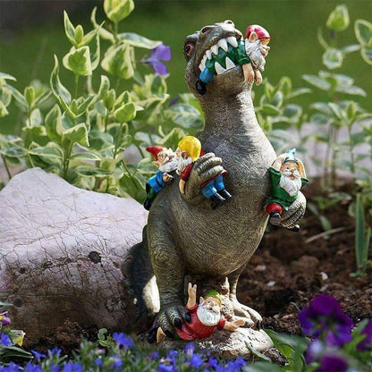 Dinosaurier fressende Gartenzwerg-Statue für Ihre Outdoor-Dekoration