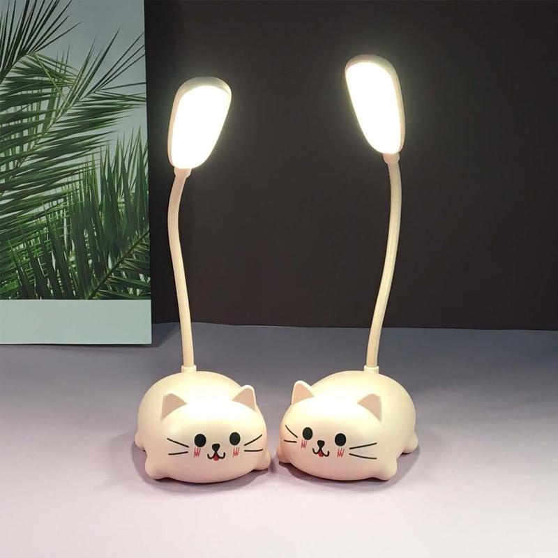 Mini Cartoon Katze LED Augenschutz Leselampe USB wiederaufladbare Schreibtischlampe