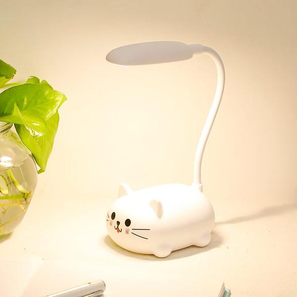 Mini Cartoon Katze LED Augenschutz Leselampe USB wiederaufladbare Schreibtischlampe