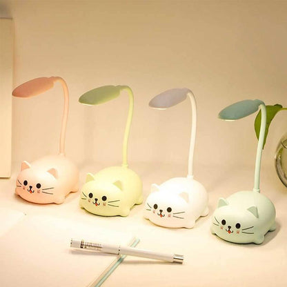 Mini Cartoon Katze LED Augenschutz Leselampe USB wiederaufladbare Schreibtischlampe