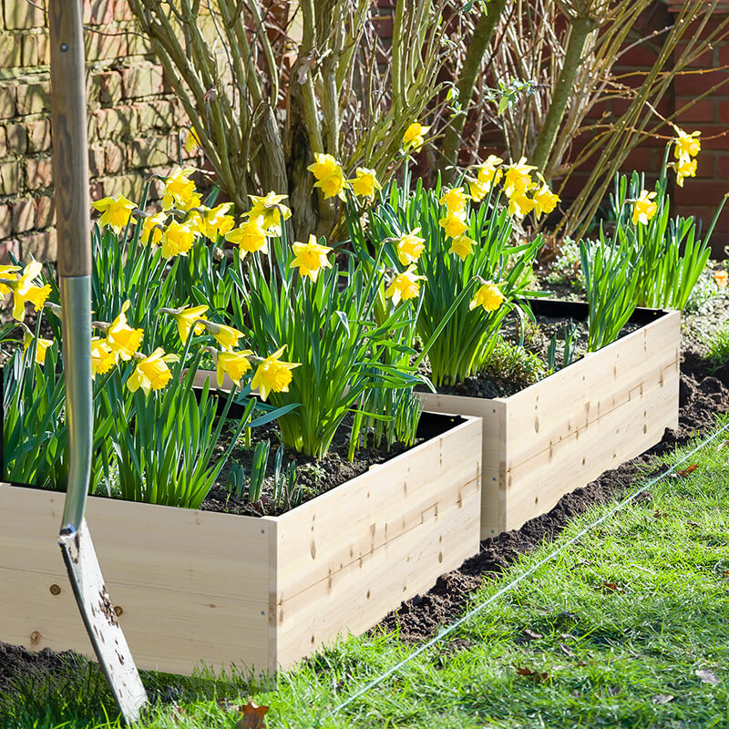 116.8cm X 116.8cm Natürliches Holzbeschichtung Gartenbett Mit Bettliner