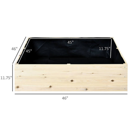 116.8cm X 116.8cm Natürliches Holzbeschichtung Gartenbett Mit Bettliner