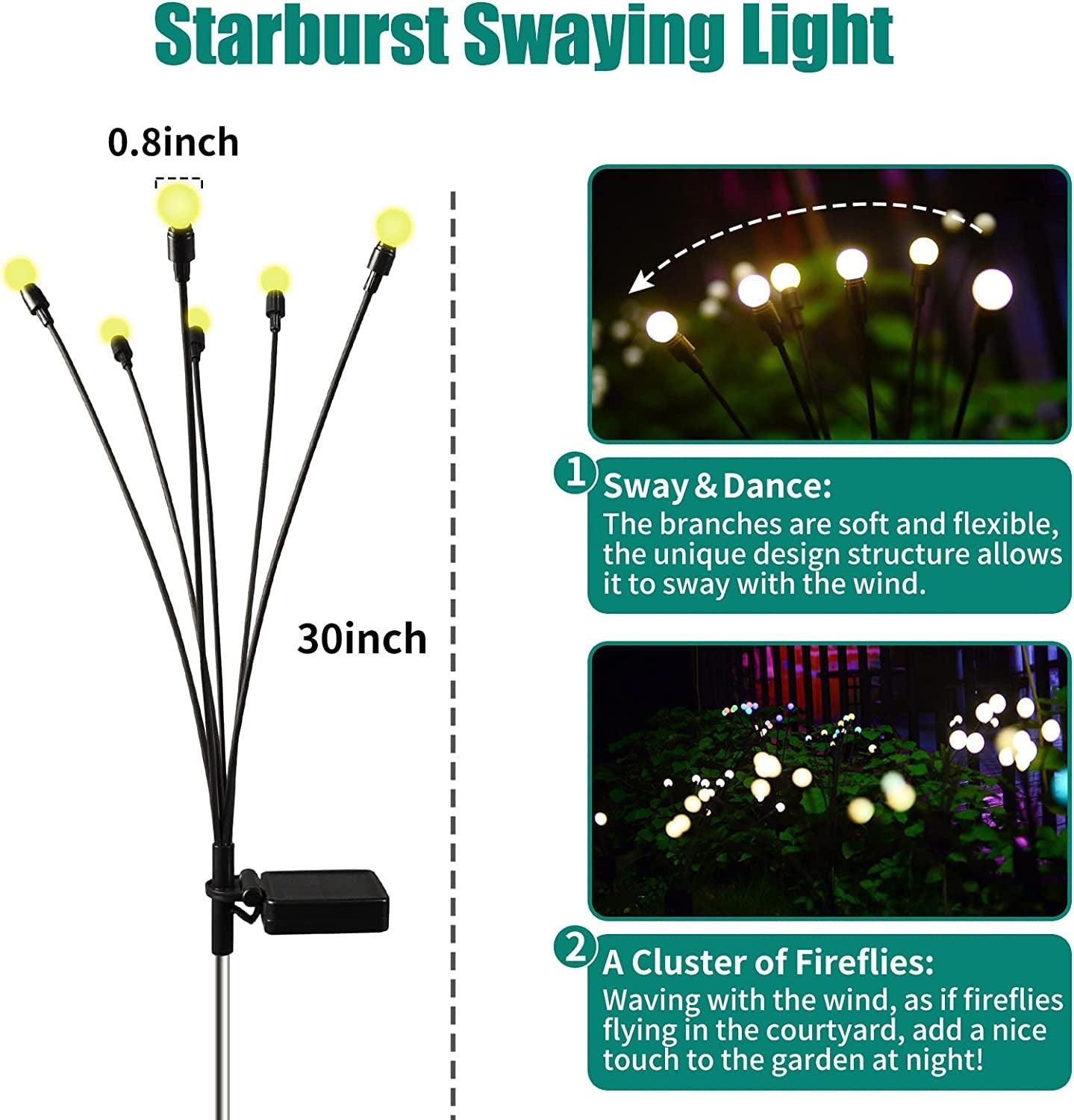 Solarleuchten Sternform mit schaukelnden Lichtern für den Garten