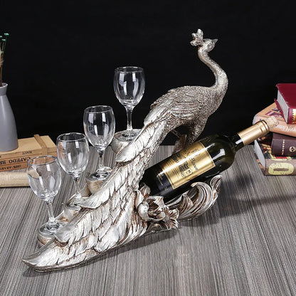 Peacock Wine Flaschenhalter In Antik Silber