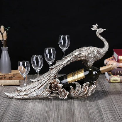 Peacock Wine Flaschenhalter In Antik Silber