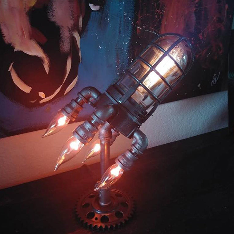 Vintage Steampunk Rocket Flame Tischlampe