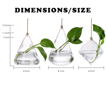 3-teilige hängende Terrarienvasen aus Glas