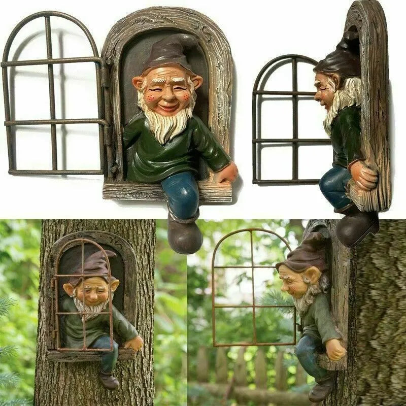 Frecher Elf Fenster Gartenzwerg