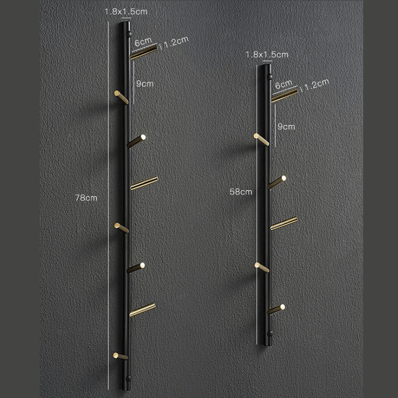 Vertikaler Kleidungsregal Aus Gold & Schwarz Metall - 2Pcs