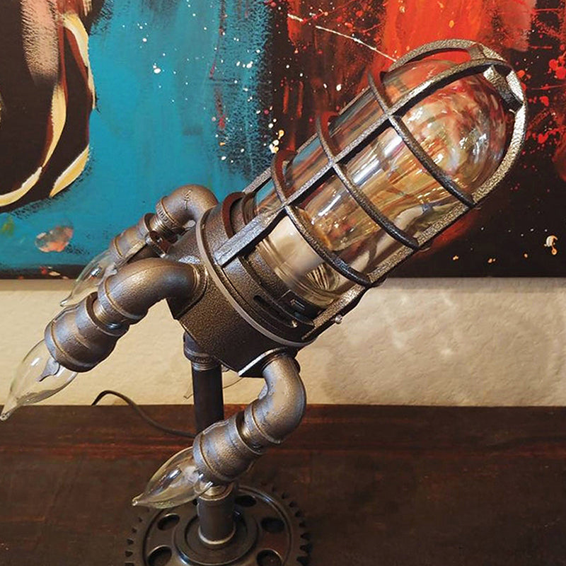 Vintage Steampunk Rocket Flame Tischlampe