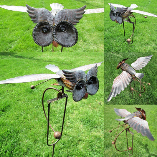 Adler-Vogelschreck Gartenpfahl - Cleverer Eulen-Design mit Windspinner