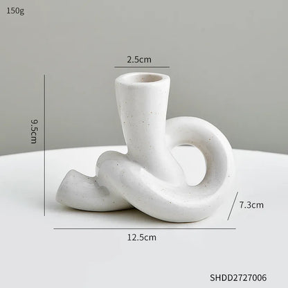 Knotted Keramikkerzenhalter Aus Weiß