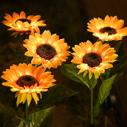 Solarbetriebene Sonnenblumen-Außenrasenleuchte: Wasserdichte Gartendekoration