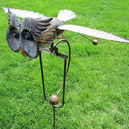 Adler-Vogelschreck Gartenpfahl - Cleverer Eulen-Design mit Windspinner