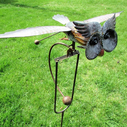 Adler-Vogelschreck Gartenpfahl - Cleverer Eulen-Design mit Windspinner