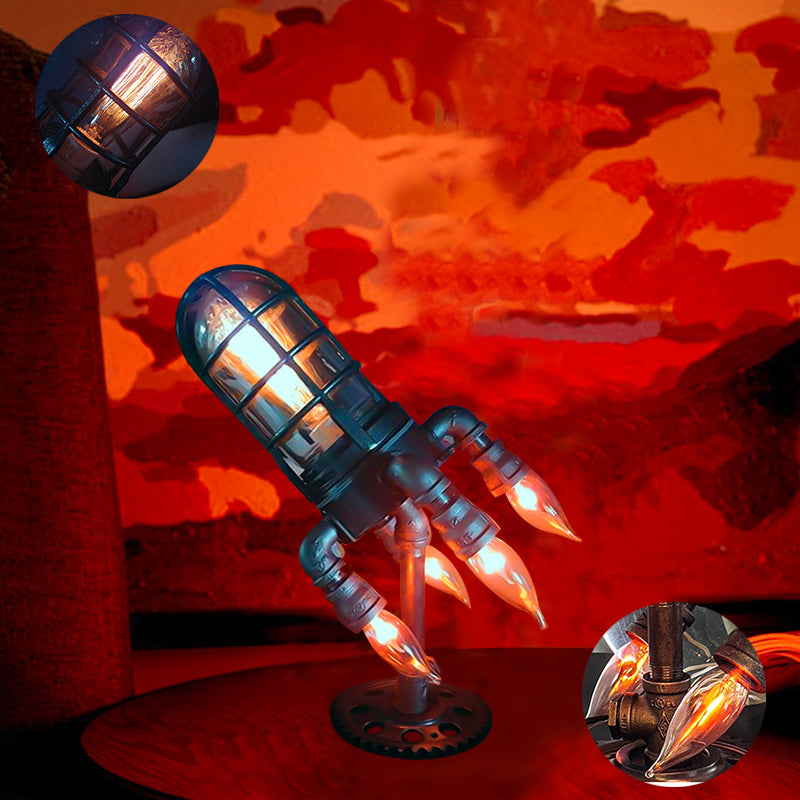 Vintage Steampunk Rocket Flame Tischlampe