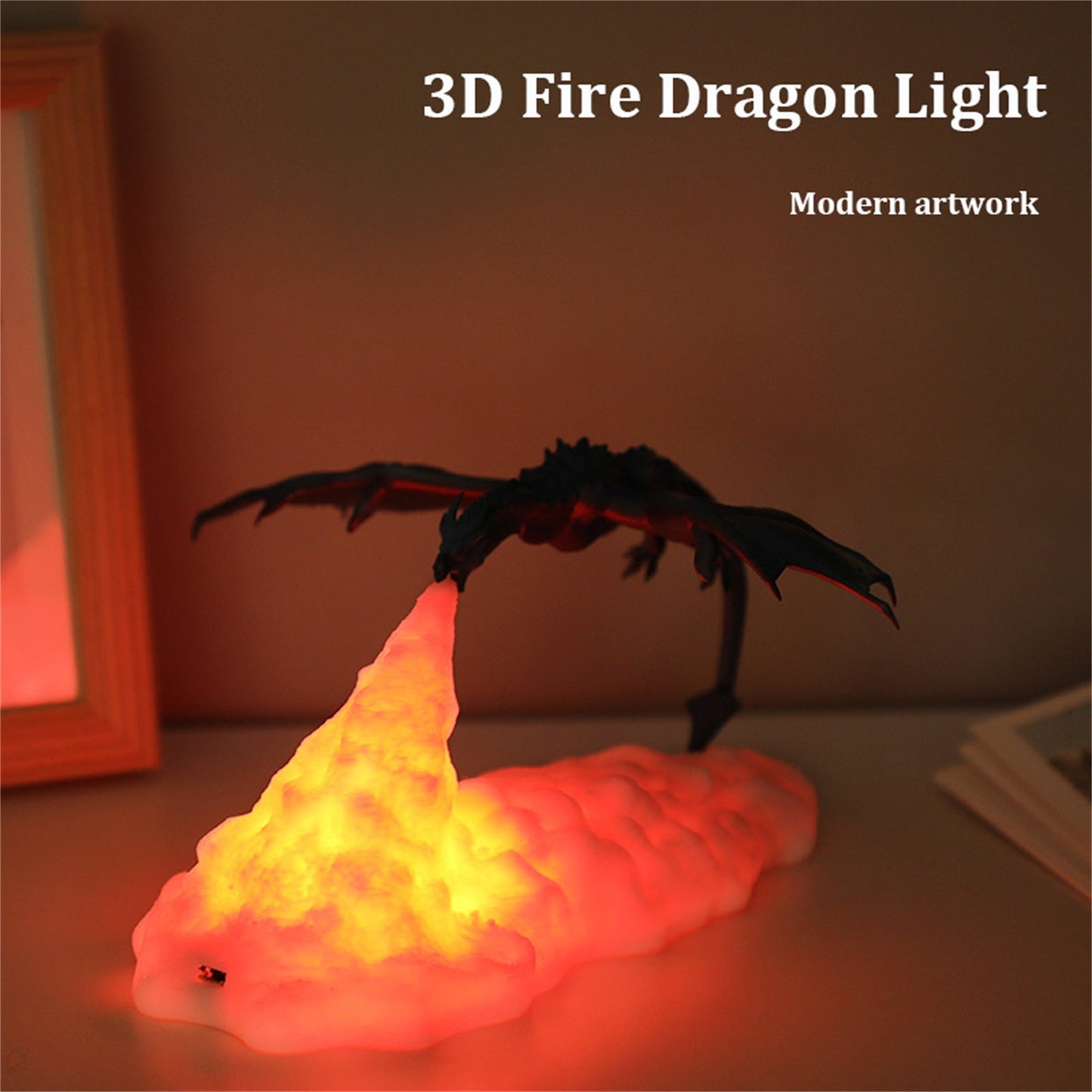 Feueratmende Drachen Led -Tischlampe